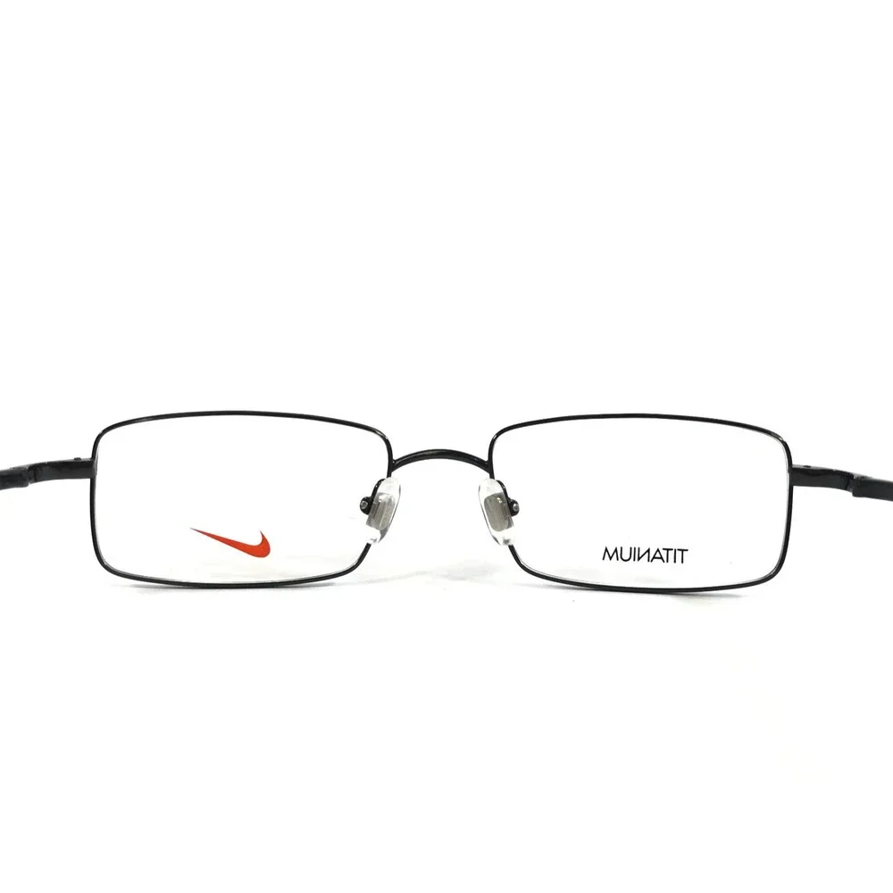 Nike Eyeglasses Frames 6008 001 Black Gloss Wire Rim Titanium 52-18-140